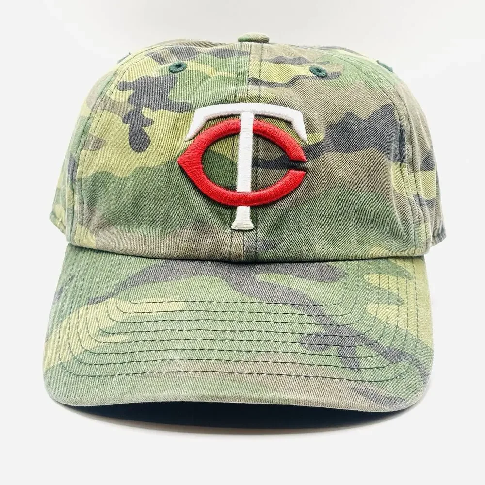 Minnesota Twins Hat Cap Men’s Green Camo MLB Baseball Strapback 47 Brand - Picture 1 of 8